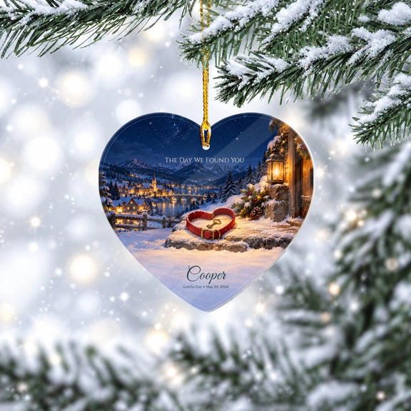 Gotcha Day The Day We Found You Personalized Acrylic Heart Ornament