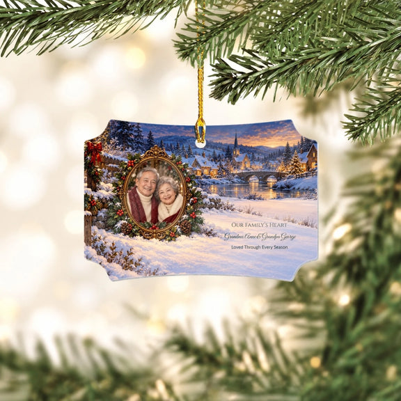 Grandparents Photo Frame Personalized Acrylic Scalloped Ornament