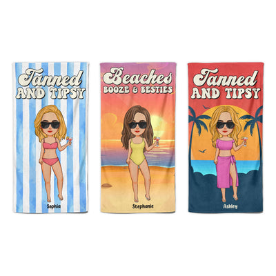 Tanned & Tipsy - Personalized Beach Towel