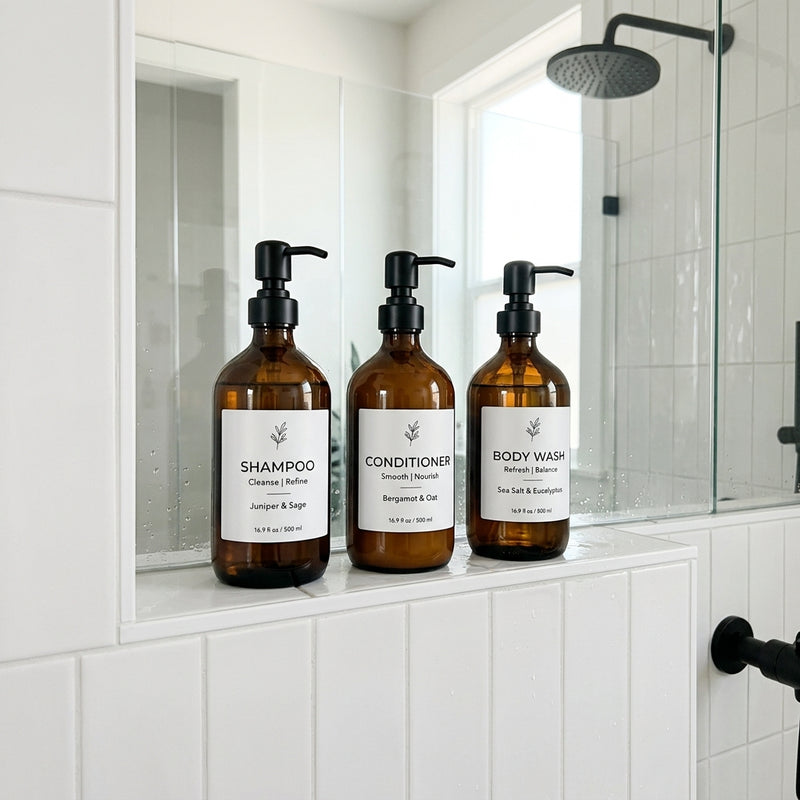 Decluttering Your Shower: The Elegant Glass Bottle Decanting Method