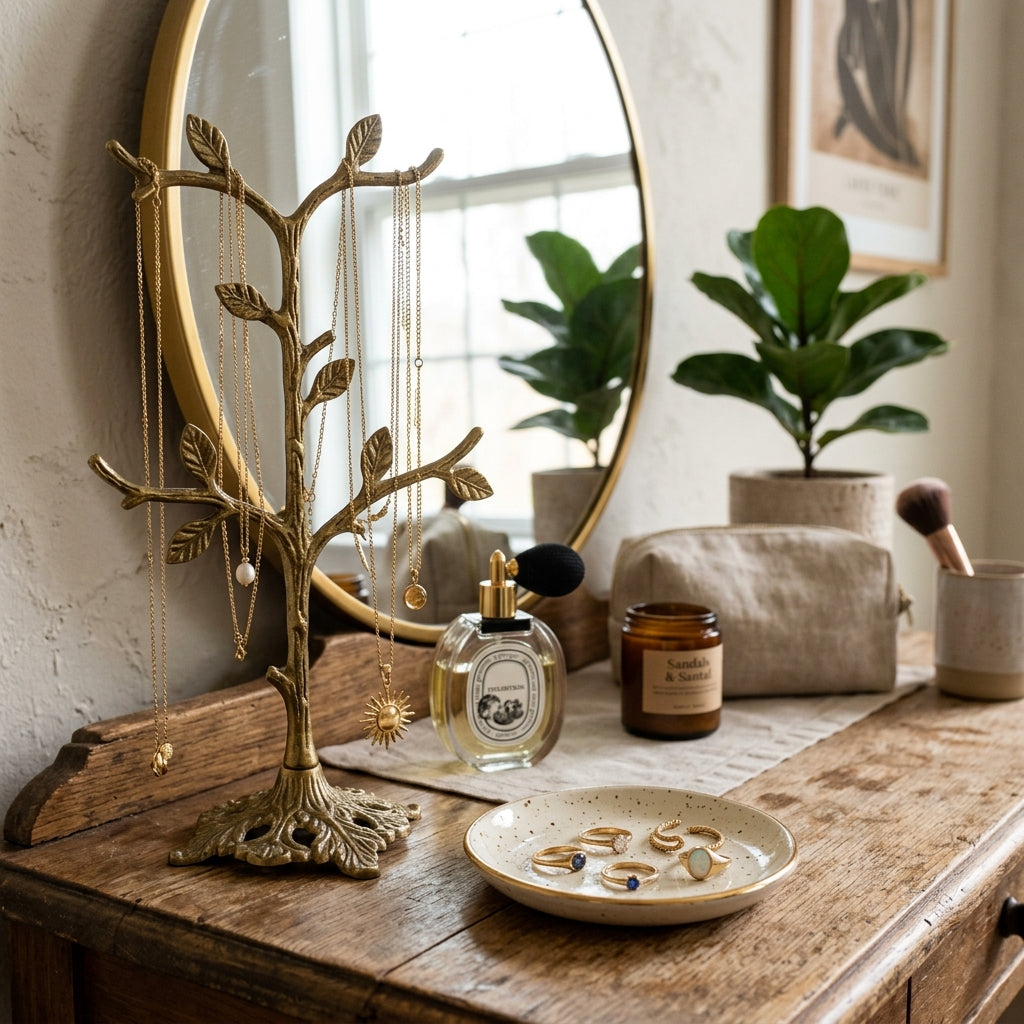 How to Store Jewelry: Brass Trees and Ring Dishes for Vanities