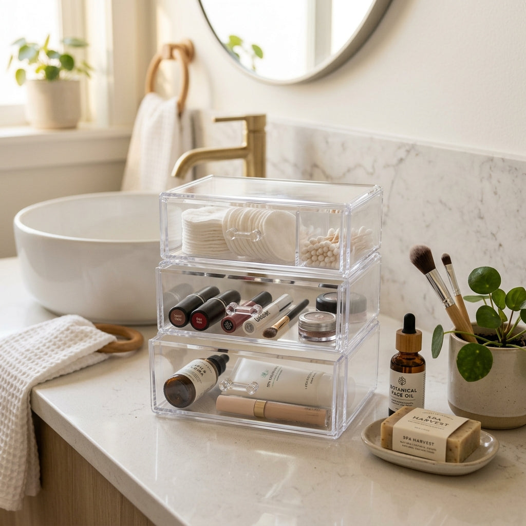 Small Space Bathroom Storage: How to Organize Toiletries with Acrylic Drawers
