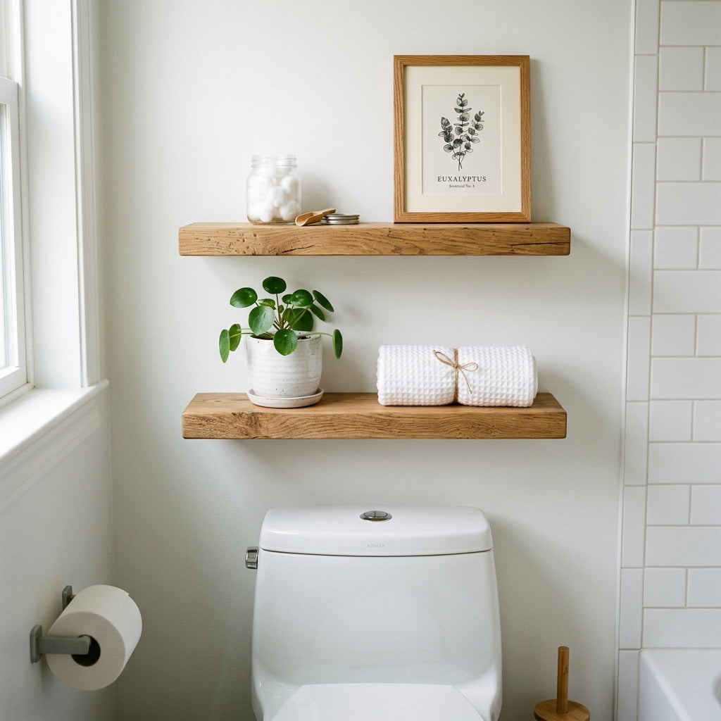 How to Style a Floating Shelf Over a Toilet (Without It Looking Cluttered)