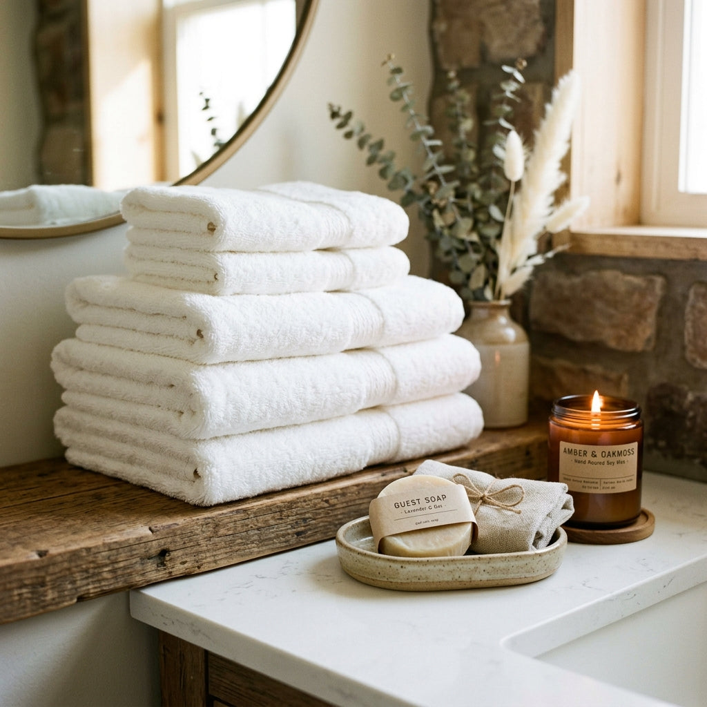 How to Style a Guest Bathroom: Cozy Touches and Extra Linens