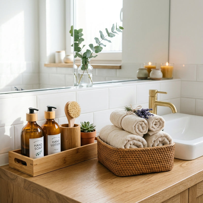 Creating a Natural Bath Zone with Bamboo and Rattan Organizers