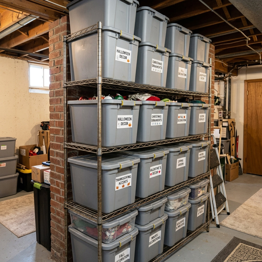 How to Store Seasonal Decor: Plastic Bins for Holiday Items