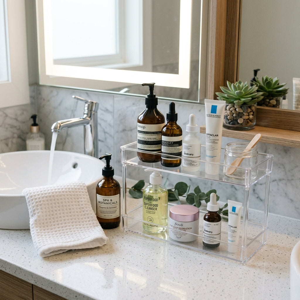 7 Clever Bathroom Vanity Hacks to Store Daily Skincare