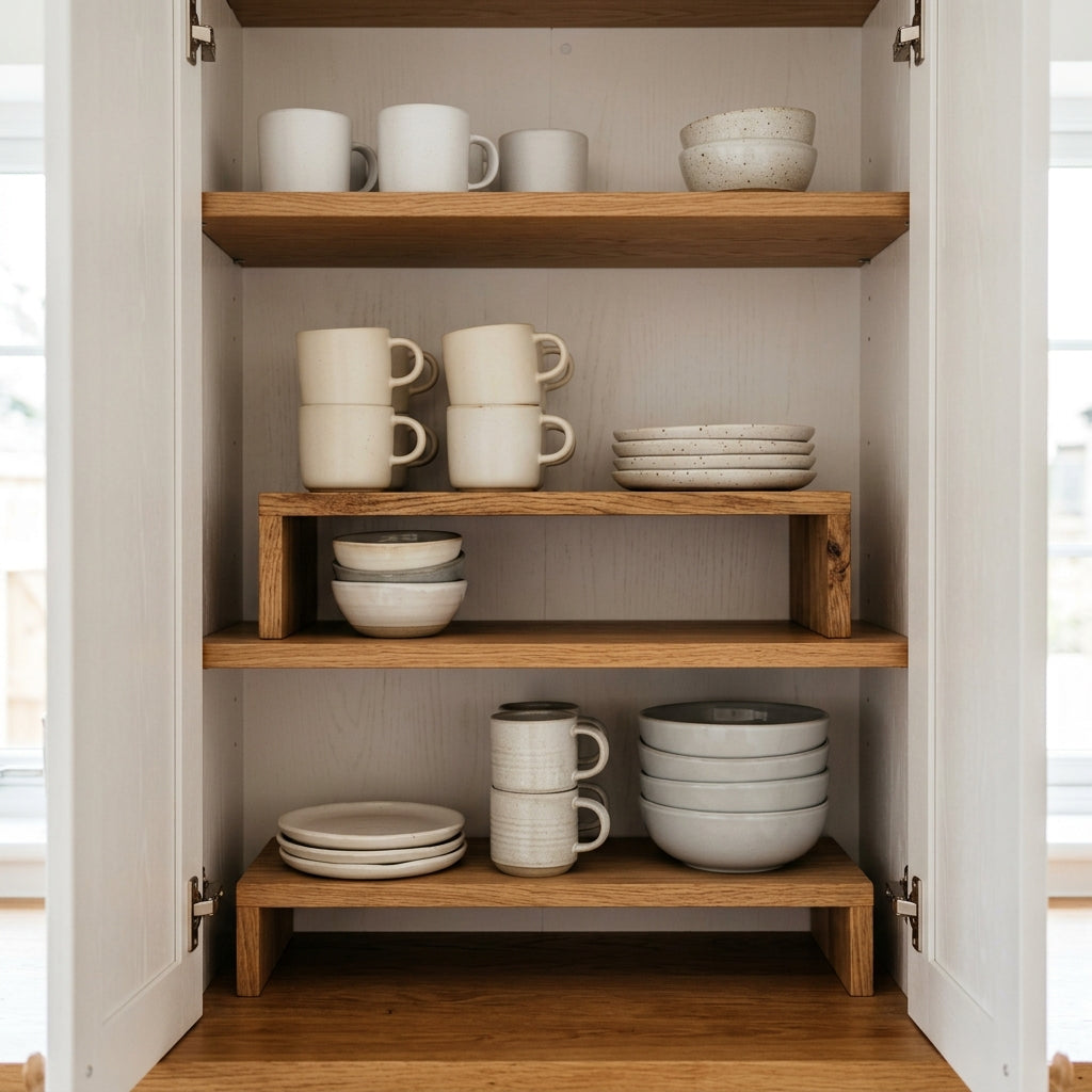 Cabinet Shelf Risers: How to Double Your Cupboard Real Estate