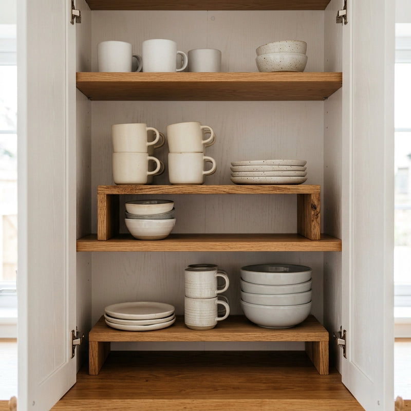 Cabinet Shelf Risers: How to Double Your Cupboard Real Estate
