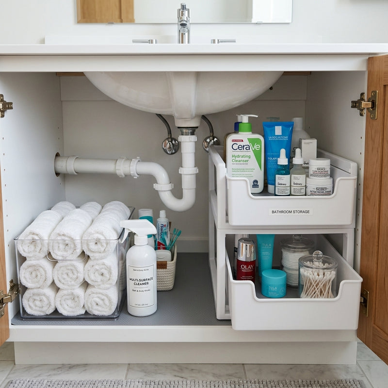 Under-Sink Bathroom Organization: How to Tame the Cabinet Clutter