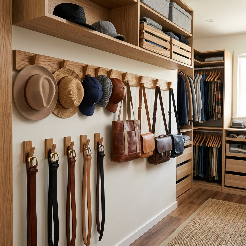 Closet Accessory Storage: Organizing Belts, Hats, and Bags on Hooks