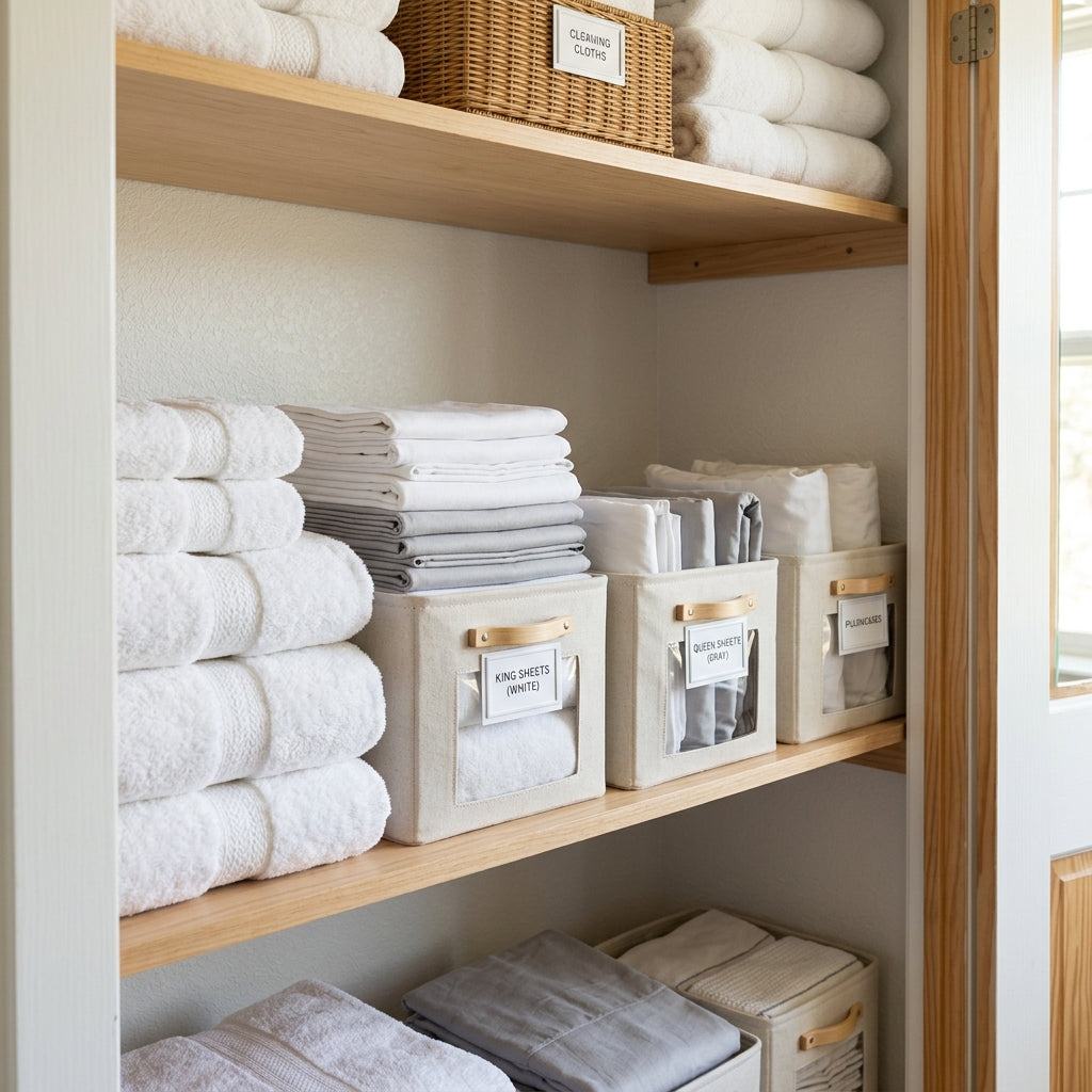 Linen Closet Declutter: How to Fold Sheets and Towels Neatly