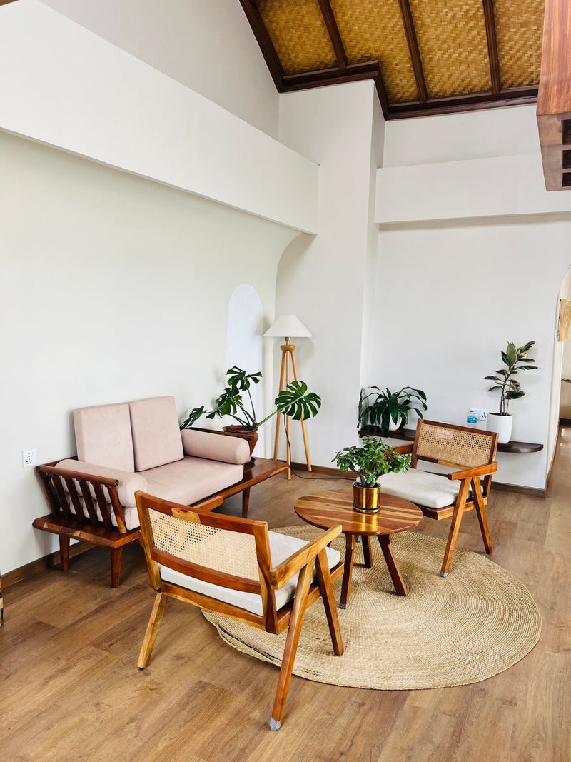 Bright Scandinavian living room with plants