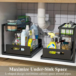 L-Shaped Under Sink Organizer - Black