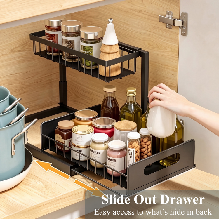 L-Shaped Under Sink Organizer - Black