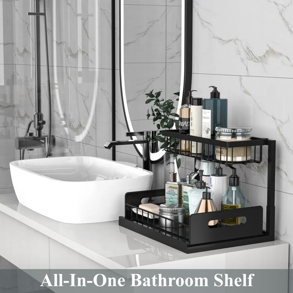 L-Shaped Under Sink Organizer - Black