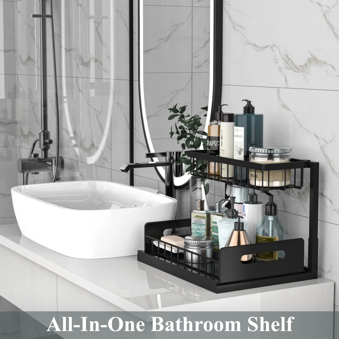 L-Shaped Under Sink Organizer - Black