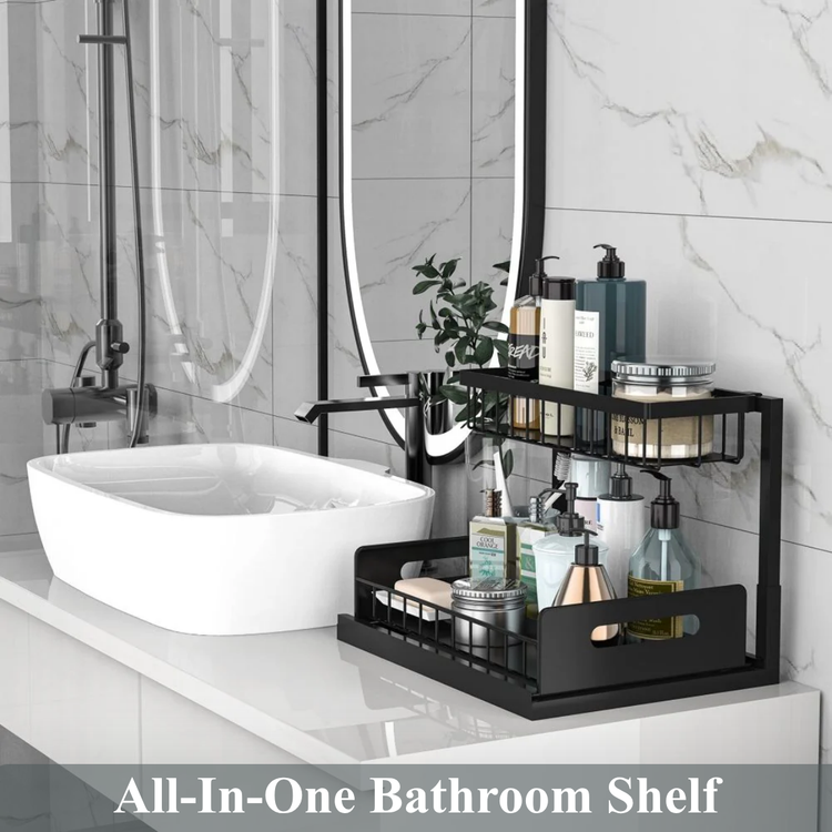 L-Shaped Under Sink Organizer - Black