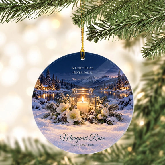Memorial Candle A Light That Never Fades Personalized Acrylic Circle Ornament