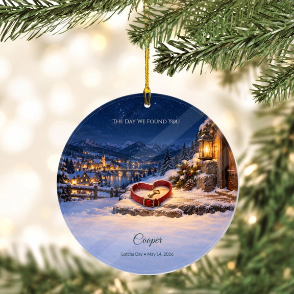 Gotcha Day The Day We Found You Personalized Wooden Circle Ornament