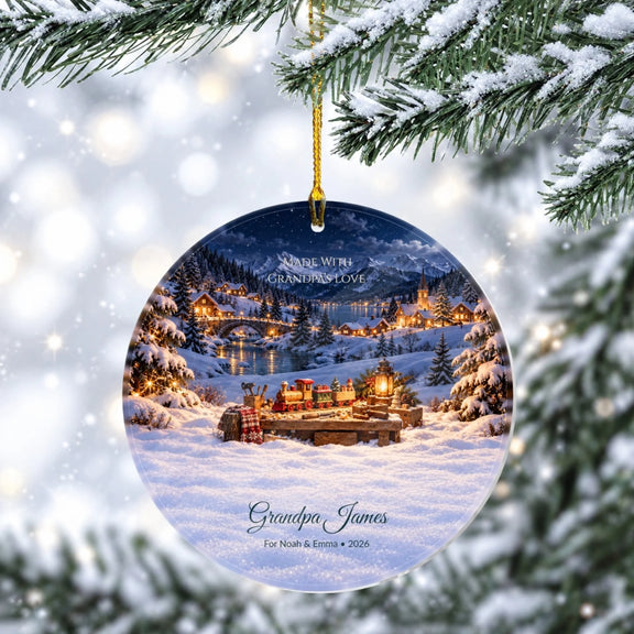 Grandpa's Toy Workshop Made With Love Personalized Acrylic Circle Ornament