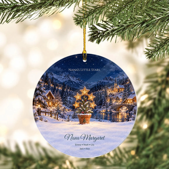 Nana's Little Stars Grandkids Personalized Acrylic Circle Ornament