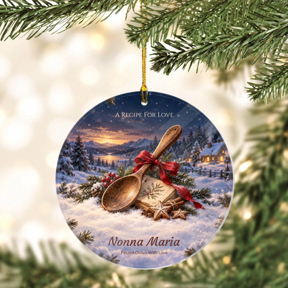 Heirloom Spoon A Recipe For Love Personalized Acrylic Circle Ornament