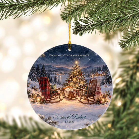 Promoted To Grandparents Personalized Acrylic Circle Ornament