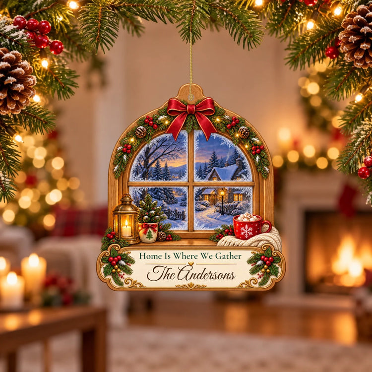 Wooden ornament on Christmas tree
