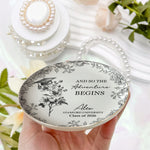 A Sweet Ending To A New Beginning Graduation Gifts For Her - Toile De Jouy Birth Flowers - Personalized Jewelry Dish