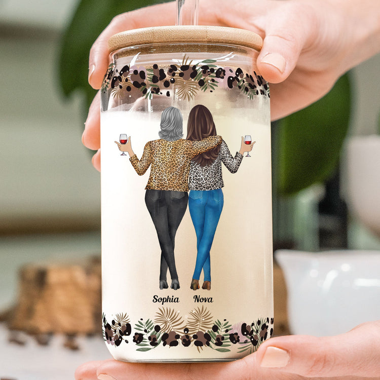 Because Of You I Laugh A Little Harder Friendship - Personalized Clear Glass Cup - Gift For Friend