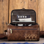 Best Dad Ever - Stick Figure Version - Personalized Leather Toiletry Bag
