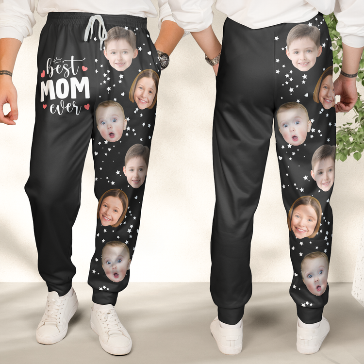 Best Mom Ever, Best Dad Ever - Personalized Photo Sweatpants - Lounge Pants  With Pockets, Custom Pajama Pants, Jogger Sweatpants, Gift For Her
