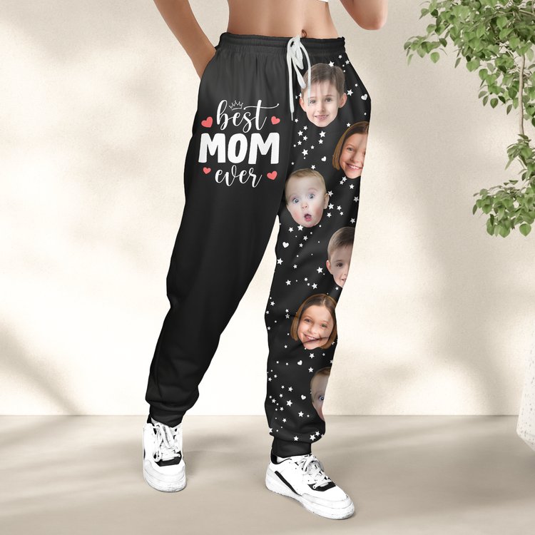 Best Mom Ever, Best Dad Ever - Personalized Photo Sweatpants - Lounge Pants  With Pockets, Custom Pajama Pants, Jogger Sweatpants, Gift For Her