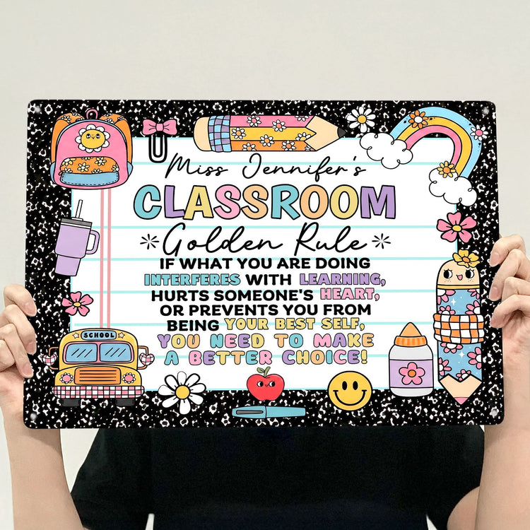 Classroom Golden Rule - Personalized Metal Sign