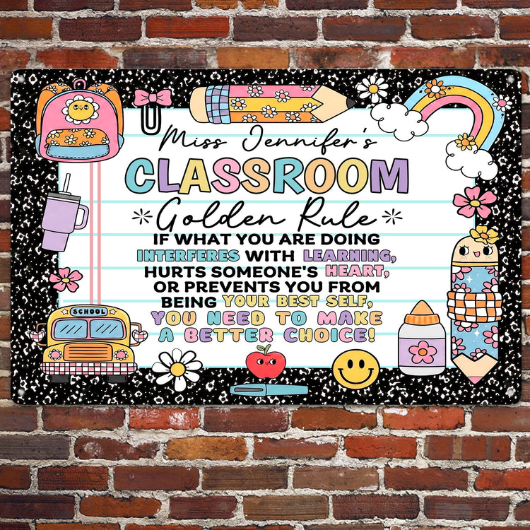 Classroom Golden Rule - Personalized Metal Sign