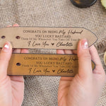 Congrats On Being My Husband You Lucky Bastard - Personalized Engraved Leather Belt - Gift For Husband