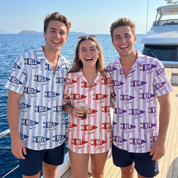 Custom School Pennant Flag - Personalized Hawaiian Shirt