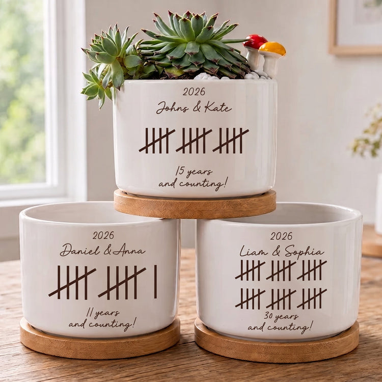 Custom Anniversary Couple Gifts For Girlfriend, Wife - Personalized Plant Pot