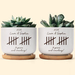 Custom Anniversary Couple Gifts For Girlfriend, Wife - Personalized Plant Pot