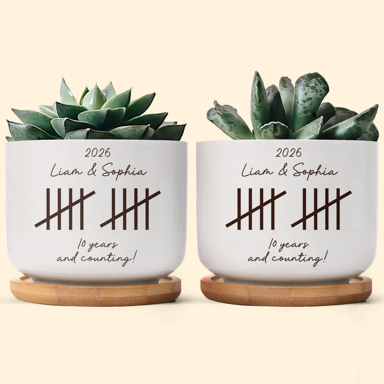 Custom Anniversary Couple Gifts For Girlfriend, Wife - Personalized Plant Pot