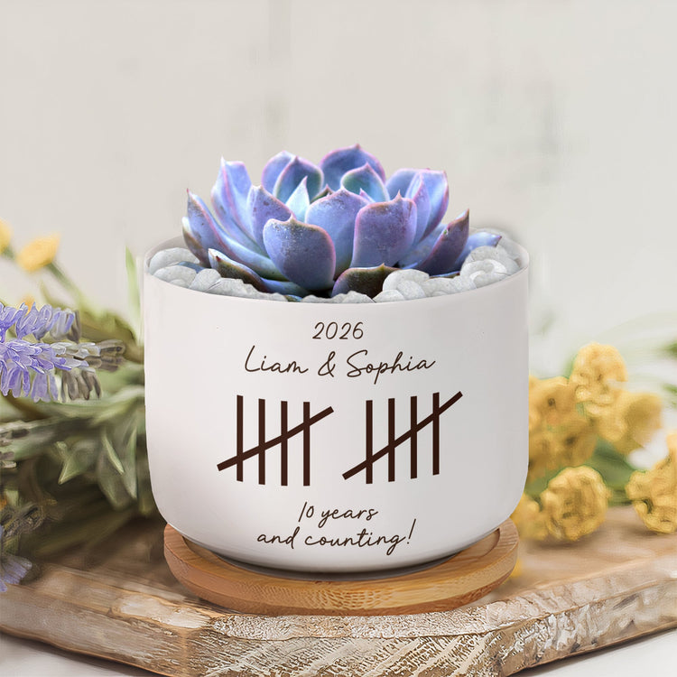Custom Anniversary Couple Gifts For Girlfriend, Wife - Personalized Plant Pot