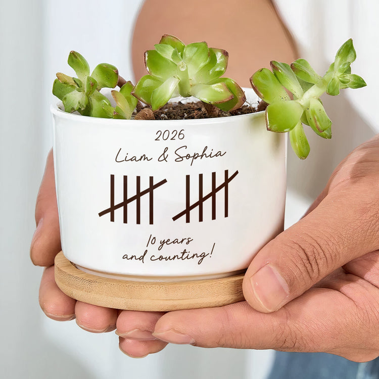 Custom Anniversary Couple Gifts For Girlfriend, Wife - Personalized Plant Pot