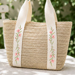 Custom Birth Flower & Name - Gifts For Her, Daughter, Friends, Wife, Summer Bestie Trip - Personalized Straw Bag
