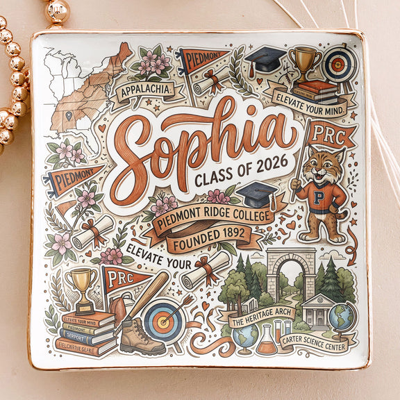 Custom College University Gift For Graduation - Personalized Jewelry Dish