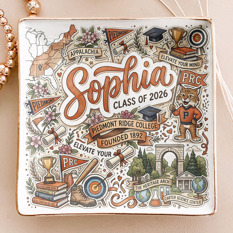 Custom College University Gift For Graduation - Personalized Jewelry Dish