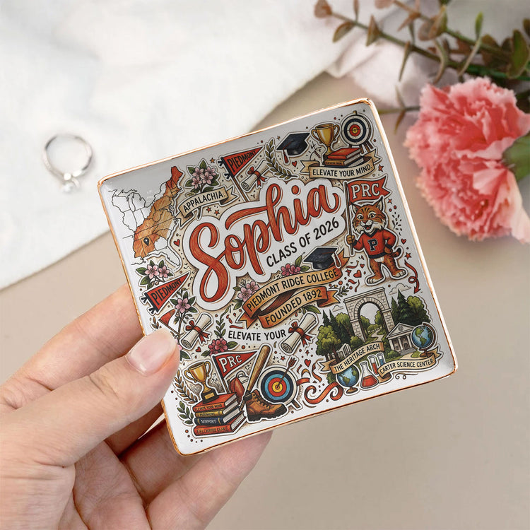 Custom College University Gift For Graduation - Personalized Jewelry Dish