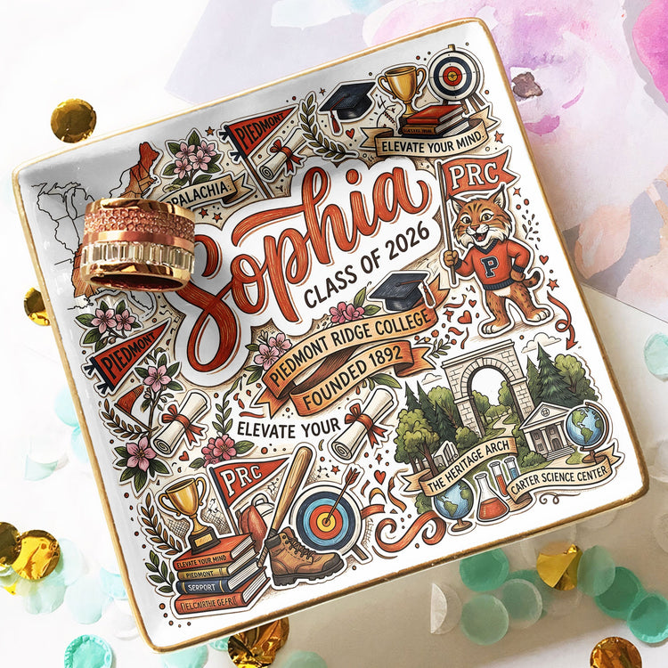 Custom College University Gift For Graduation - Personalized Jewelry Dish
