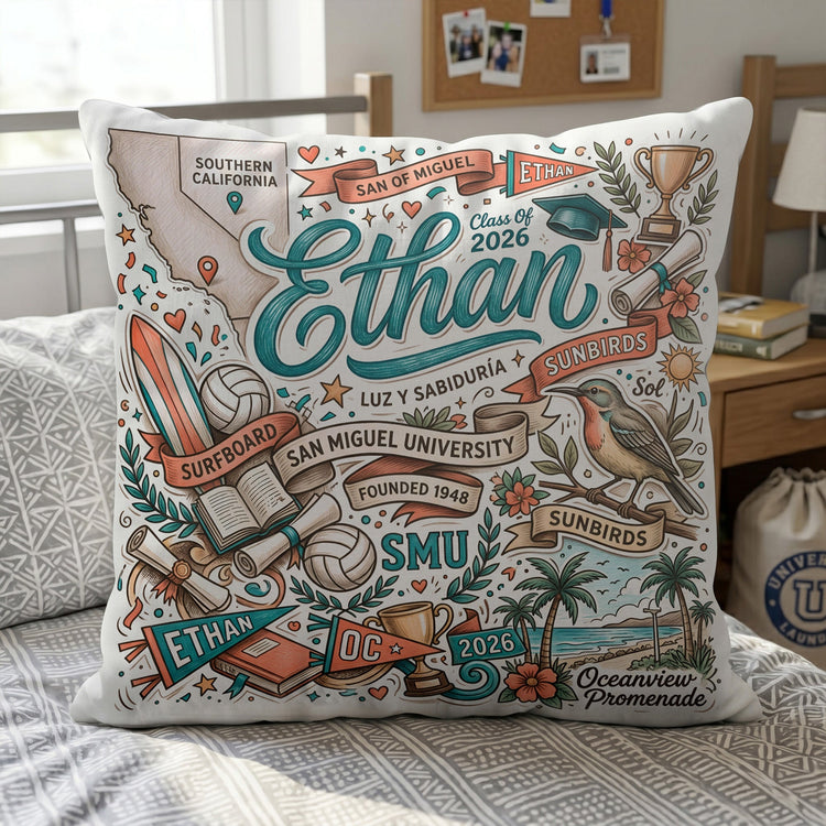 Custom College University Gift For Graduation - Personalized Pillow