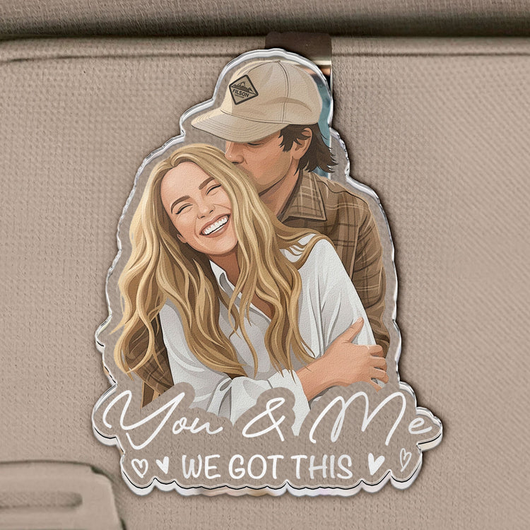 Custom Faceless Portrait Car Ornament, Anniversary Gifts For Him, Her - Personalized Car Visor Clip
